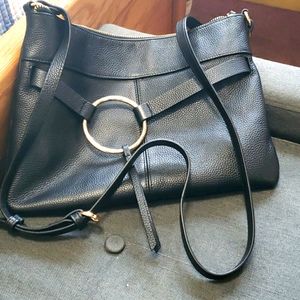 Black pebbled leather crossbody
